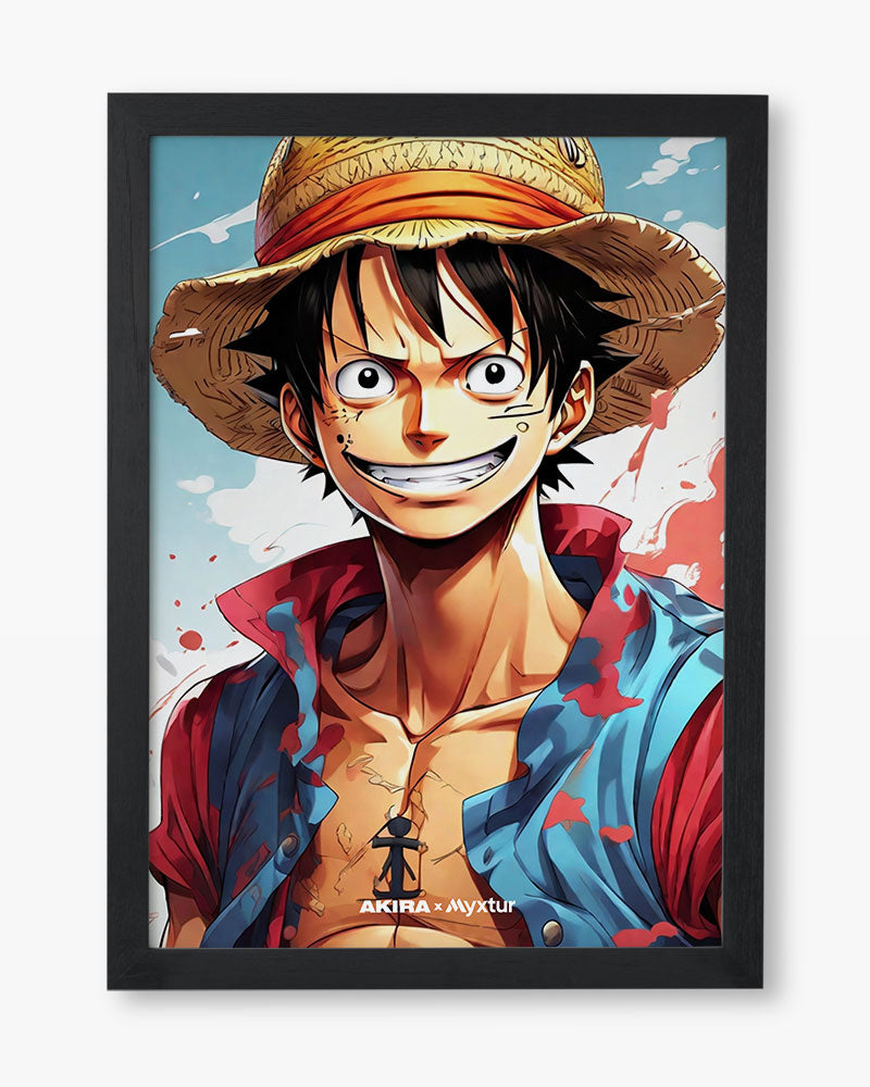 ANIME POSTER FRAME - LUFFY ONE PIECE - Black Framed Wall Poster For Home  And Office With Frame, (12.6*9.6) Photographic Paper - Decorative,  Abstract, Nature, Pop Art, Abstract, Minimal Art, Animation , poster luffy  
