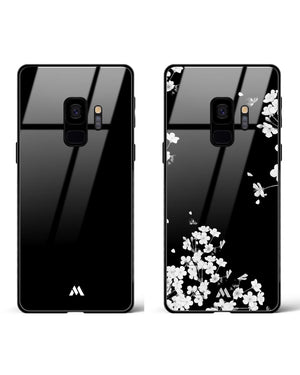 Midnight Dahlias All Black Glass Case Phone Cover Combo-(Samsung)