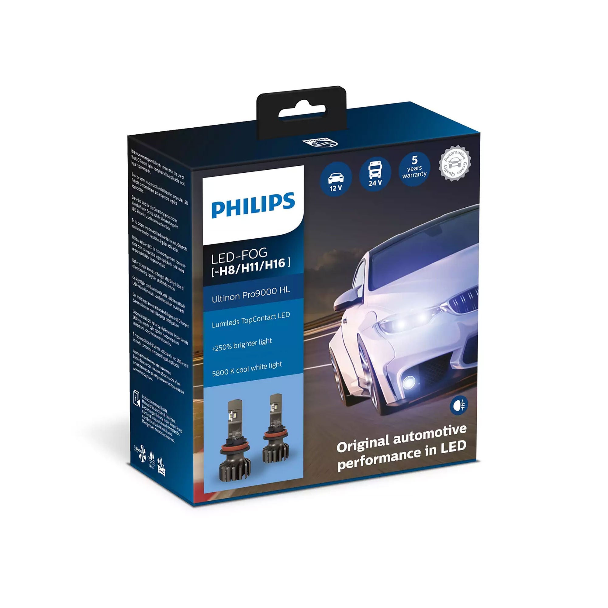 LED Headlights Bulb kit - H8 - PHILIPS Ultinon Pro9000 5800K +250%