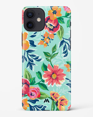 Flower Print on Canvas Hard Case iPhone 12 Mini