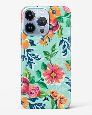 Flower Print on Canvas Hard Case iPhone 13 Pro