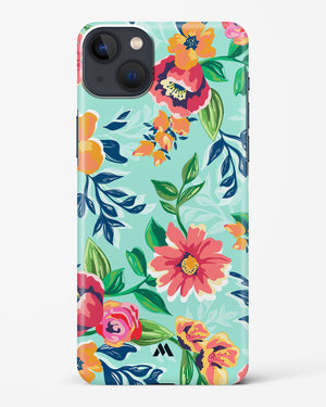 Flower Print on Canvas Hard Case iPhone 14