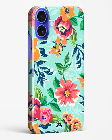 Flower Print on Canvas Hard Case Phone Cover (Apple)