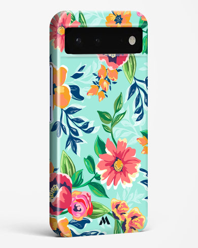 Flower Print on Canvas Hard Case Phone Cover-(Google)