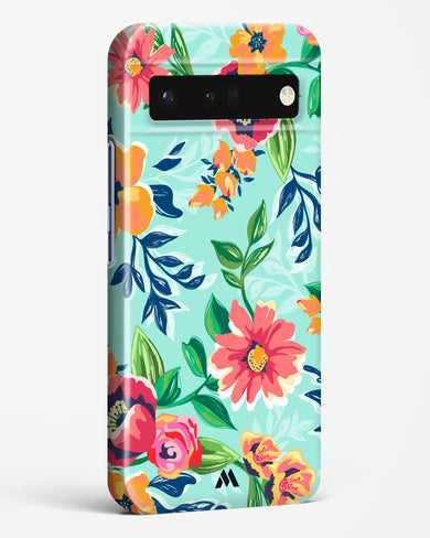 Flower Print on Canvas Hard Case Phone Cover (Google)