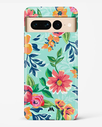 Flower Print on Canvas Hard Case Phone Cover-(Google)