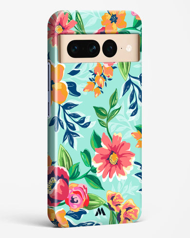 Flower Print on Canvas Hard Case Phone Cover-(Google)