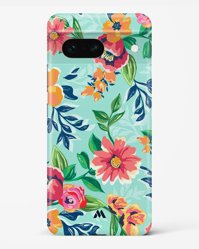 Flower Print on Canvas Hard Case Phone Cover (Google)