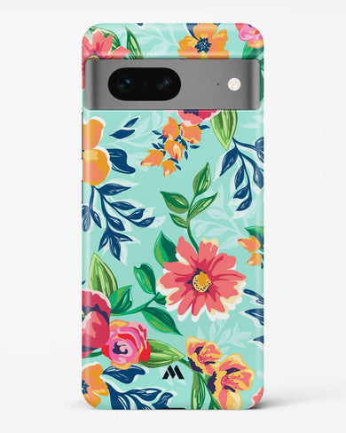 Flower Print on Canvas Hard Case Phone Cover (Google)