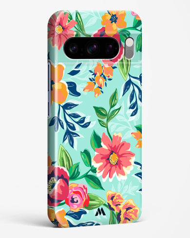 Flower Print on Canvas Hard Case Phone Cover (Google)