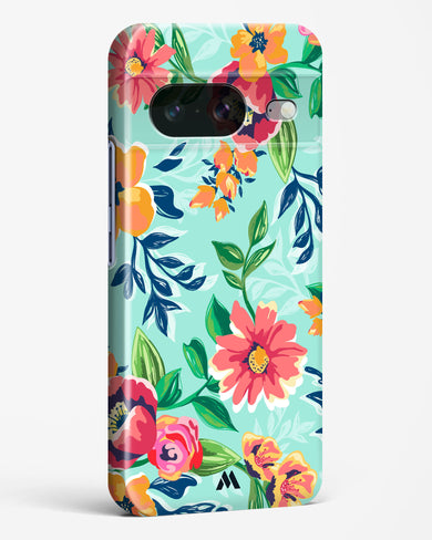 Flower Print on Canvas Hard Case Phone Cover (Google)