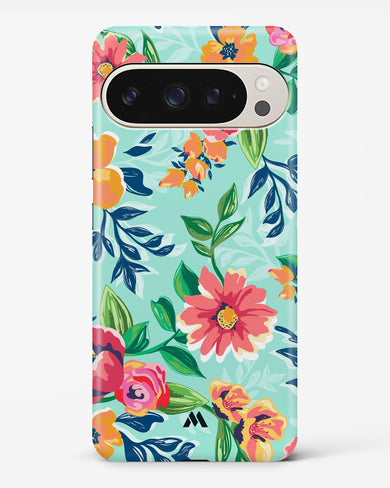 Flower Print on Canvas Hard Case Phone Cover (Google)