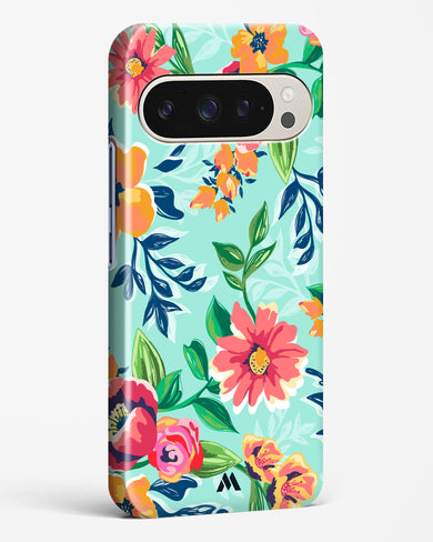 Flower Print on Canvas Hard Case Phone Cover (Google)