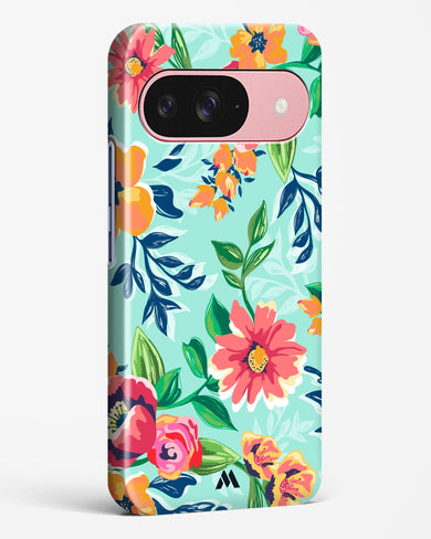 Flower Print on Canvas Hard Case Phone Cover (Google)