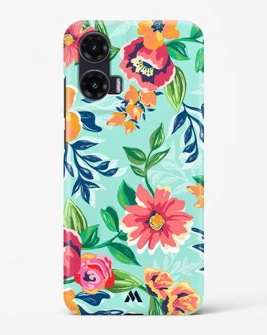 Flower Print on Canvas Hard Case Phone Cover (Motorola)