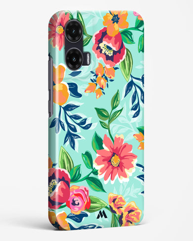 Flower Print on Canvas Hard Case Phone Cover (Motorola)