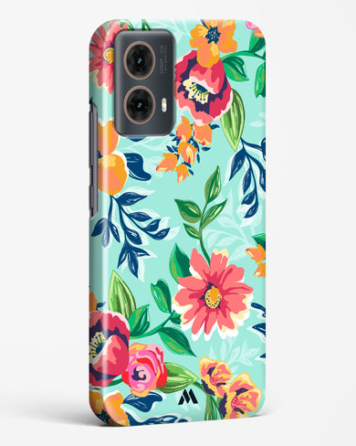Flower Print on Canvas Hard Case Phone Cover (Motorola)