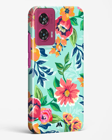 Flower Print on Canvas Hard Case Phone Cover (Motorola)