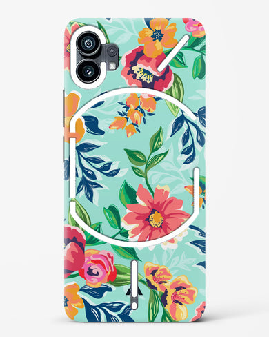 Flower Print on Canvas Hard Case Phone Cover-(Nothing)