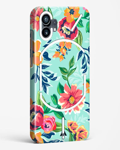 Flower Print on Canvas Hard Case Phone Cover-(Nothing)