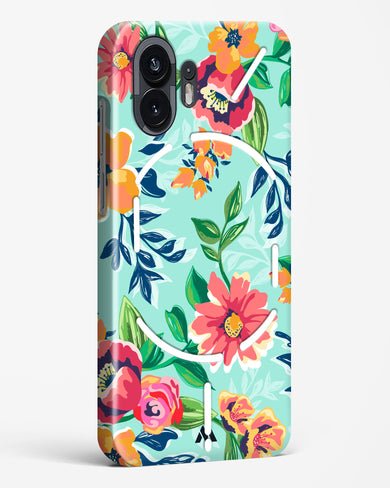 Flower Print on Canvas Hard Case Phone Cover (Nothing)