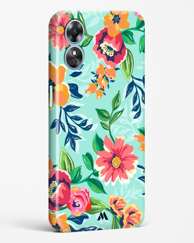 Flower Print on Canvas Hard Case Phone Cover-(Oppo)