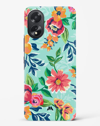 Flower Print on Canvas Hard Case Phone Cover-(Oppo)