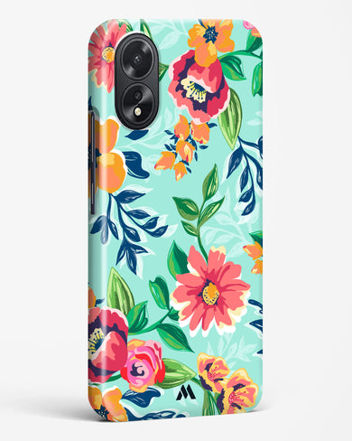 Flower Print on Canvas Hard Case Phone Cover-(Oppo)