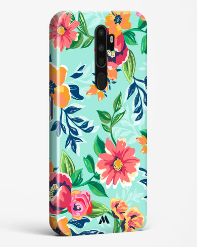 Flower Print on Canvas Hard Case Phone Cover-(Oppo)