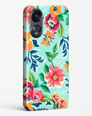 Flower Print on Canvas Hard Case Phone Cover-(Oppo)