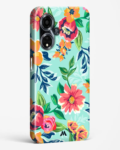 Flower Print on Canvas Hard Case Phone Cover (Oppo)