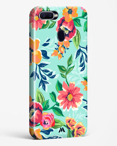 Flower Print on Canvas Hard Case Phone Cover-(Oppo)