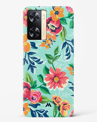 Flower Print on Canvas Hard Case Phone Cover-(Oppo)