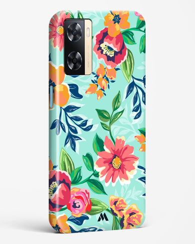 Flower Print on Canvas Hard Case Phone Cover-(Oppo)