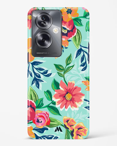 Flower Print on Canvas Hard Case Phone Cover-(Oppo)