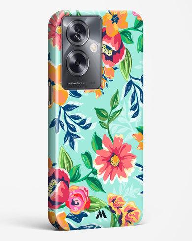 Flower Print on Canvas Hard Case Phone Cover-(Oppo)