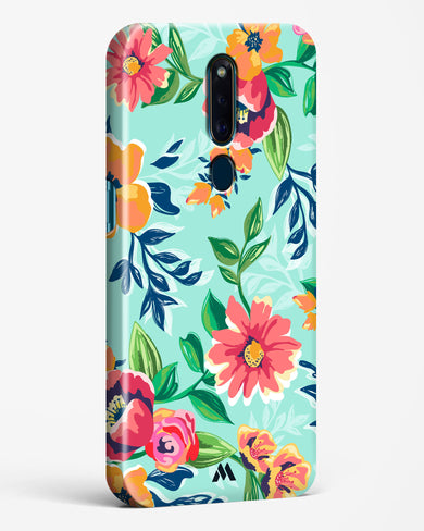 Flower Print on Canvas Hard Case Phone Cover-(Oppo)