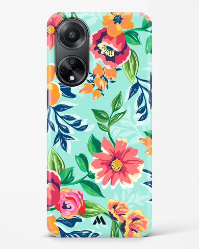 Flower Print on Canvas Hard Case Phone Cover-(Oppo)