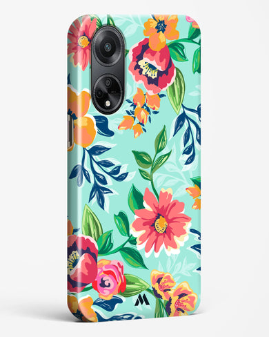 Flower Print on Canvas Hard Case Phone Cover-(Oppo)