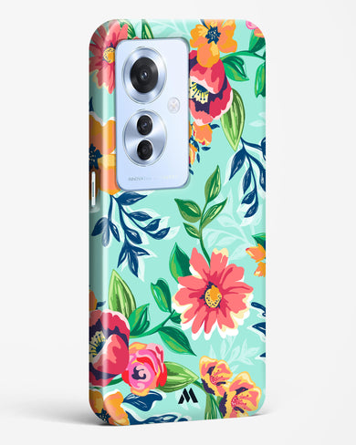 Flower Print on Canvas Hard Case Phone Cover (Oppo)
