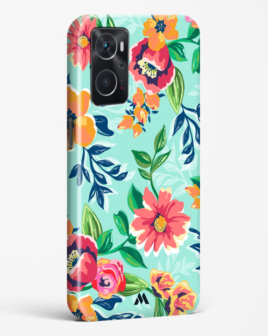 Flower Print on Canvas Hard Case Phone Cover-(Oppo)