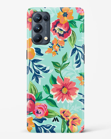 Flower Print on Canvas Hard Case Phone Cover-(Oppo)