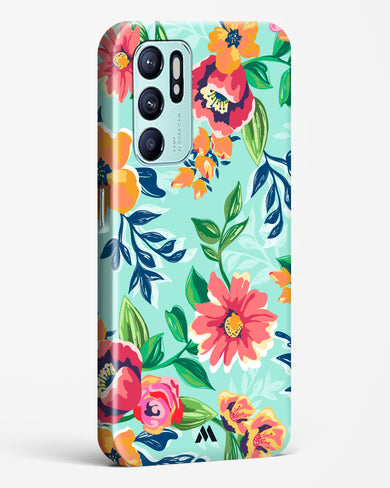 Flower Print on Canvas Hard Case Phone Cover-(Oppo)