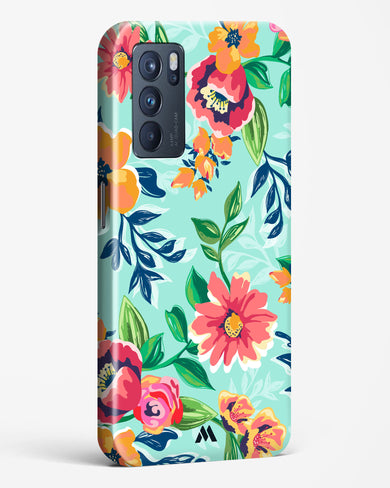 Flower Print on Canvas Hard Case Phone Cover-(Oppo)