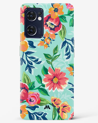 Flower Print on Canvas Hard Case Phone Cover (Oppo)