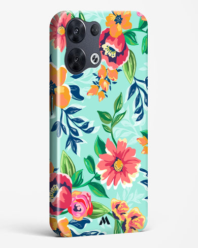 Flower Print on Canvas Hard Case Phone Cover-(Oppo)