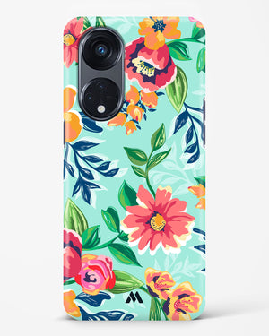 Flower Print on Canvas Hard Case Phone Cover-(Oppo)