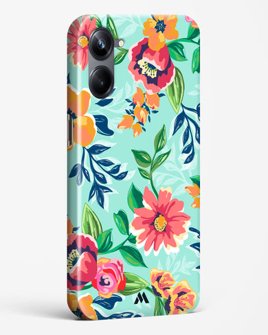 Flower Print on Canvas Hard Case Phone Cover (Realme)