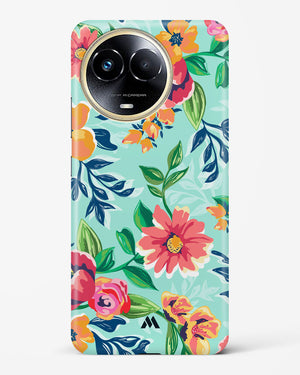 Flower Print on Canvas Hard Case Phone Cover-(Realme)