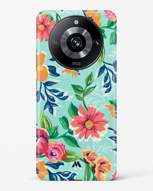 Flower Print on Canvas Hard Case Phone Cover (Realme)